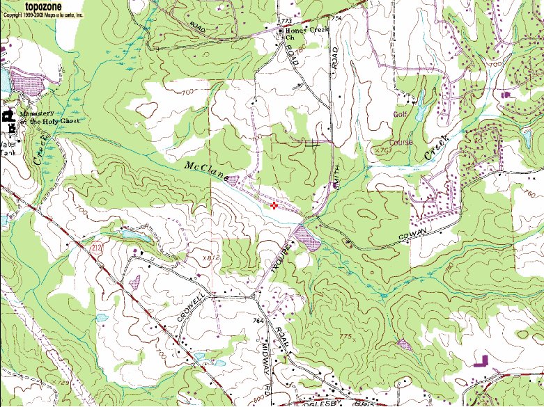 Conyers Georgia Weather Station Location, Topo Map